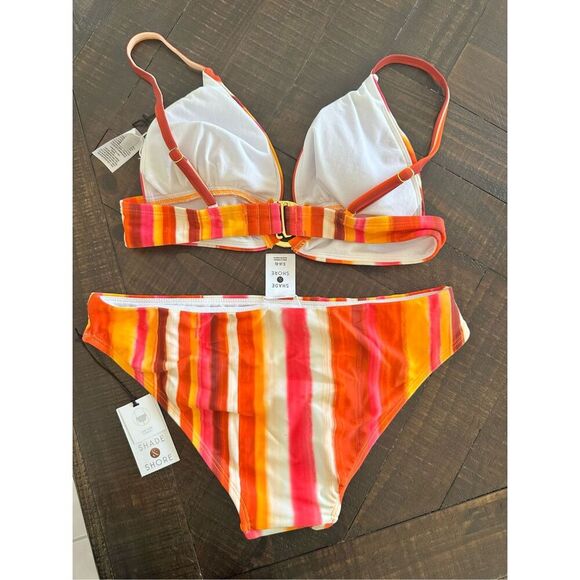 Shade and Shore Orange and Pink Classic Bikini Set Size Small New - Picture 3 of 3